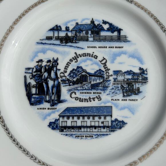 VTG Pennsylvania Dutch Country Collector Plate MCM Lancaster Allentown Reading - Picture 3 of 7